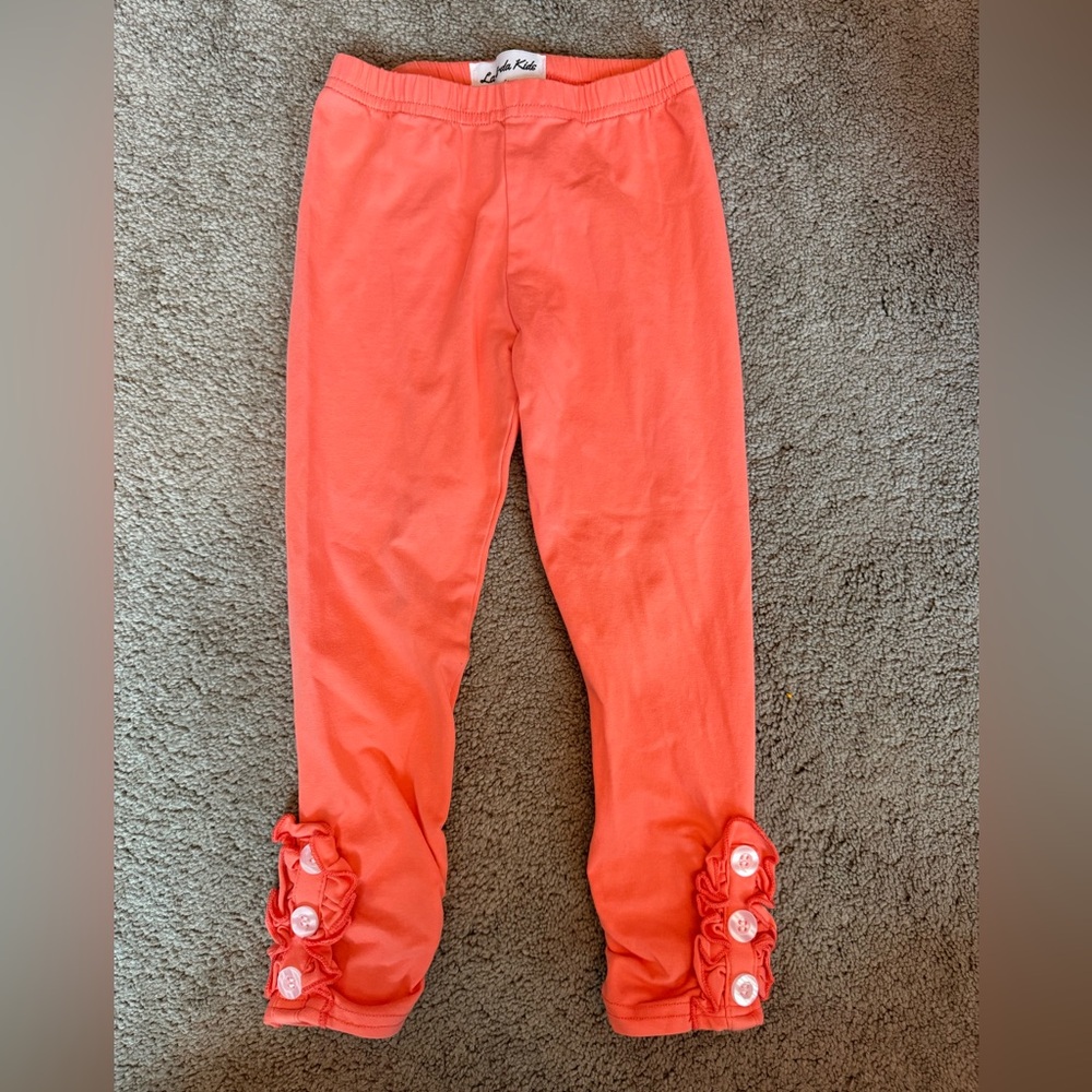 Playful Coral Ruffle Leggings for Kids